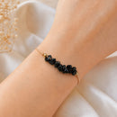 Black Agate Stone Chip Adjustable Bracelet