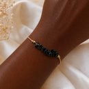 Black Agate Stone Chip Adjustable Bracelet