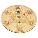 Mini Chakra Crystal & Wooden Geometric Crystal Grid Set