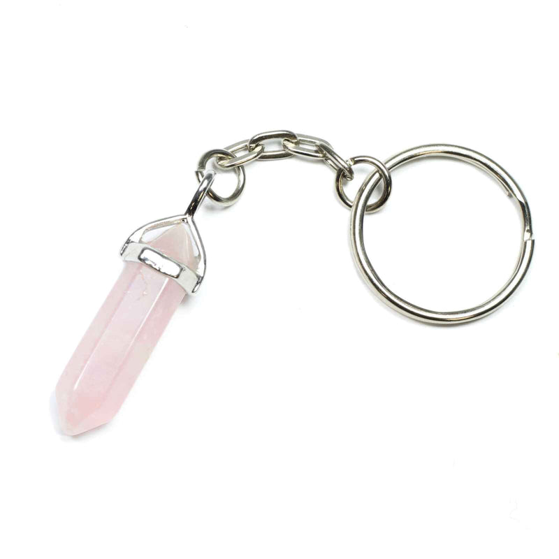 Rose Quartz Crystal Point Keyring