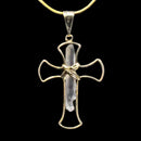 Clear Quartz Crystal Cross Pendant with Chain