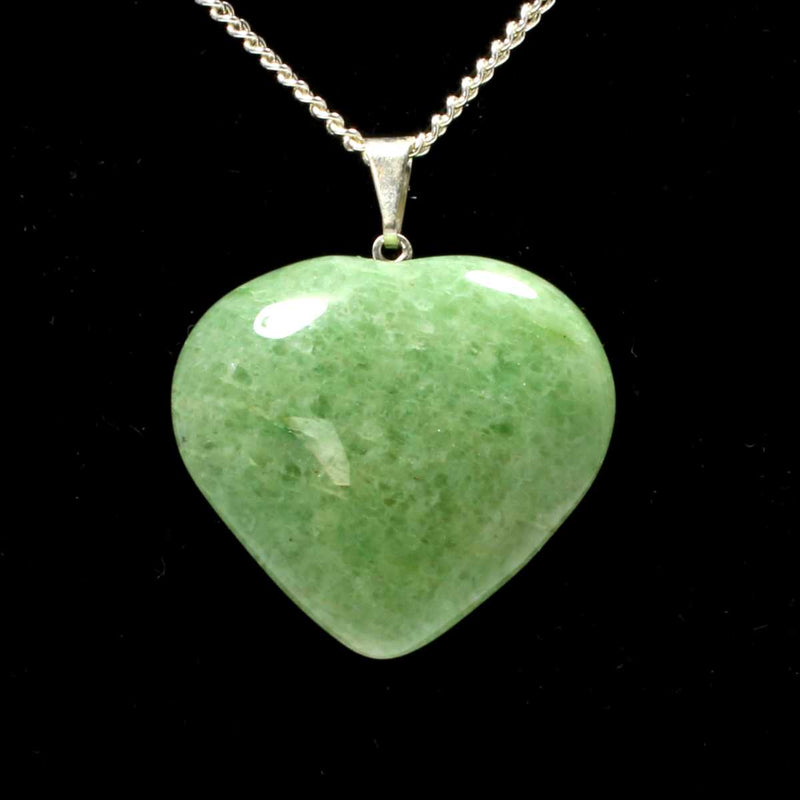 Green Aventurine Heart Pendant with Chain