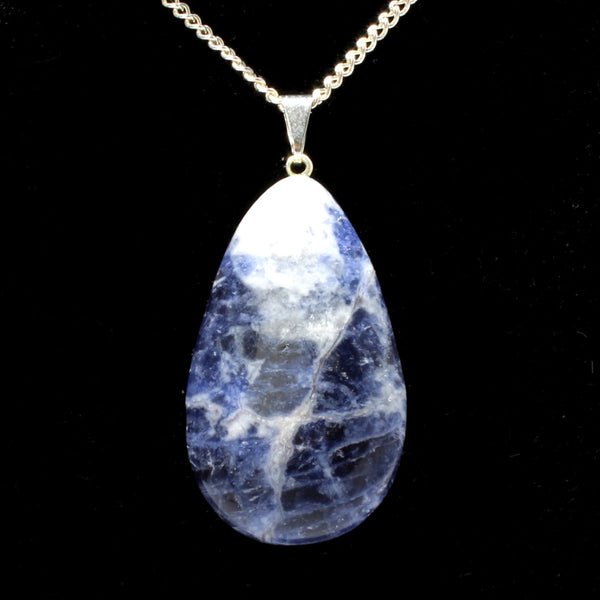 Sodalite Teardrop Pendant with Chain