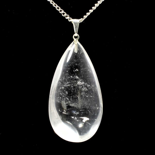 Clear Quartz Teardrop Pendant with Chain