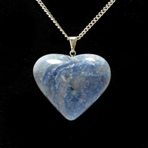 Blue Quartz Heart Pendant with Chain