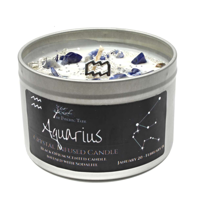 Aquarius - Crystal & Jewellery Scented Zodiac Candle