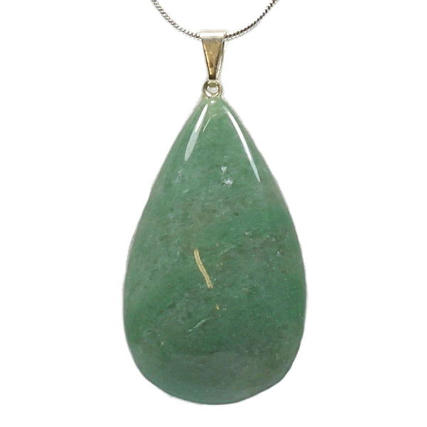 Green Aventurine Teardrop Pendant with Chain