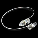Clear Quartz Crystal Adjustable Silver Bangle