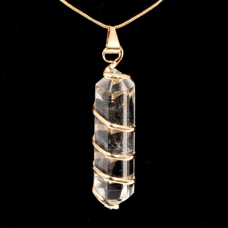 Clear Quartz Point with Spiral Pendant with Chain
