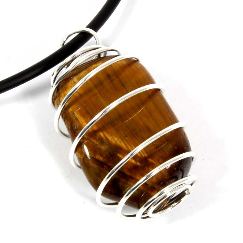 Gold Tigers Eye Wire Wrapped Necklace