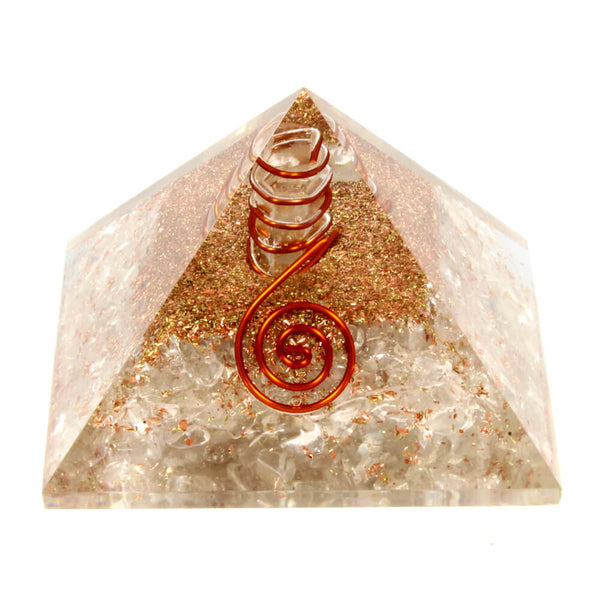 Clear Quartz With Copper Quartz Orgone Pyramid (7cm)