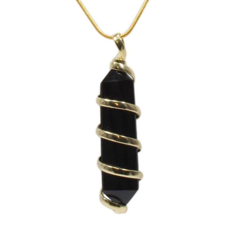 Black Obsidian Point with Spiral Pendant & Chain