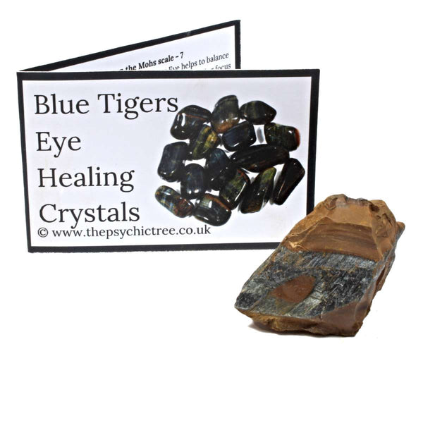 Blue Tigers Eye Rough Crystal & Guide Pack
