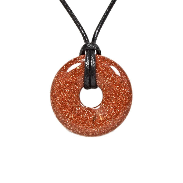 Goldstone Crystal Donut Pendant Necklace