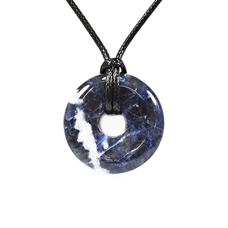 Sodalite Crystal Donut Pendant Necklace