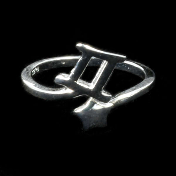 Gemini Zodiac Silver Ring