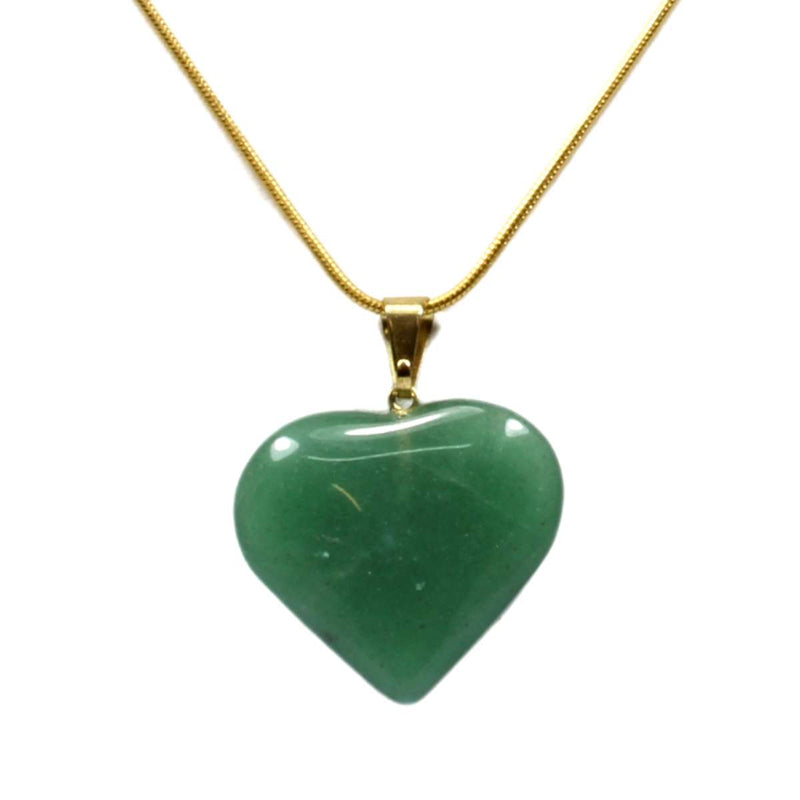 Green Aventurine Heart Pendant with Chain