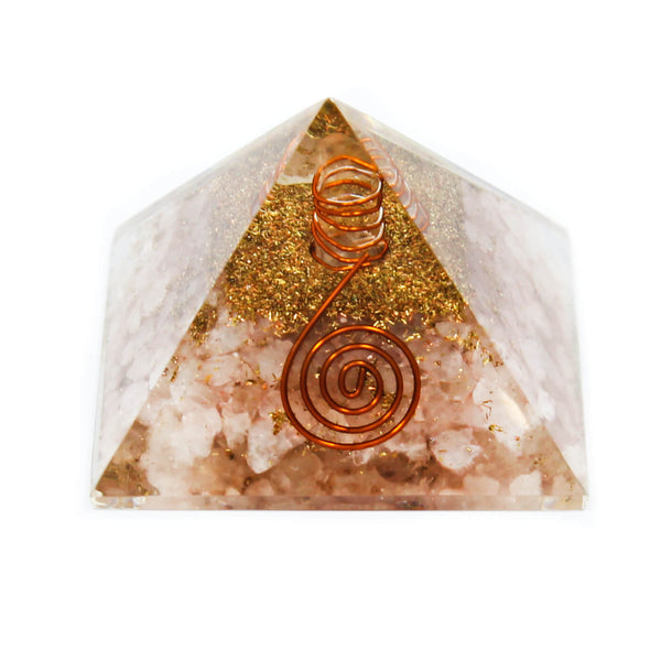 Rose Quartz With Copper Quartz Orgone Pyramid (7cm)