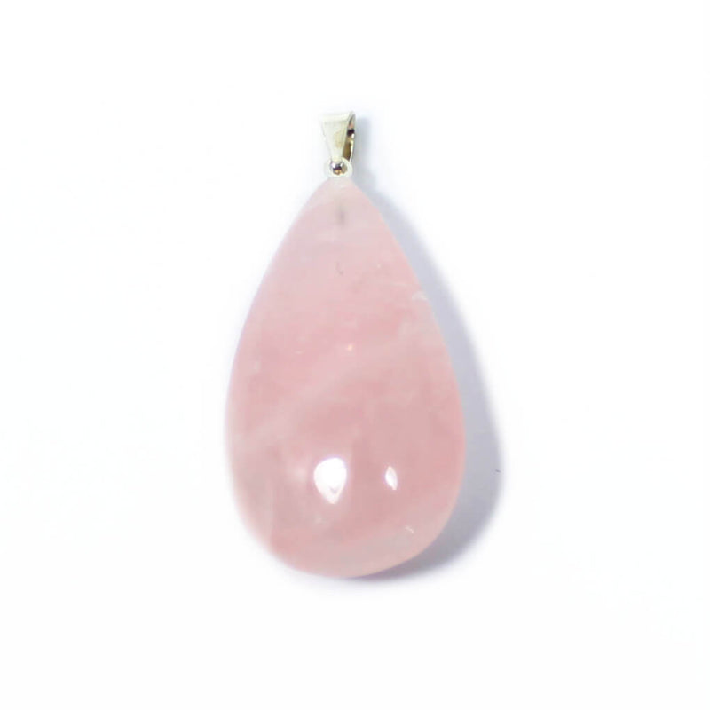 Rose Quartz Teardrop Pendant with Chain