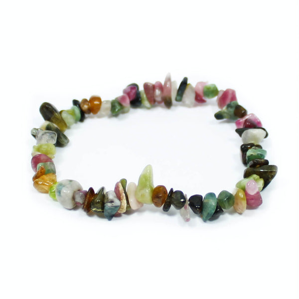 Watermelon Tourmaline Stone Chip Bracelet