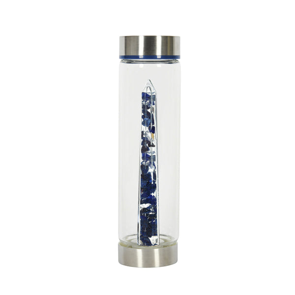 Bewater Joy Awareness Glass Bottle - Sodalite and Rock Crystal