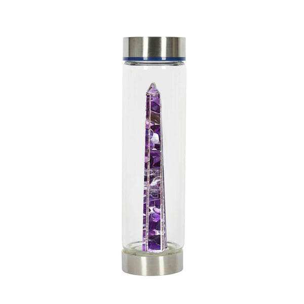 Bewater Magic Clarity Glass Bottle - Amethyst and Rock Crystal