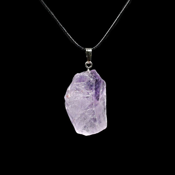Rough Amethyst Crystal Pendant & Braided Rope Necklace