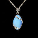 Opalite Heart & Oval Pendant With Chain