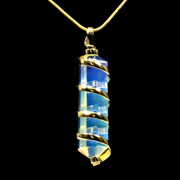 Opalite Point with Spiral Pendant & Chain