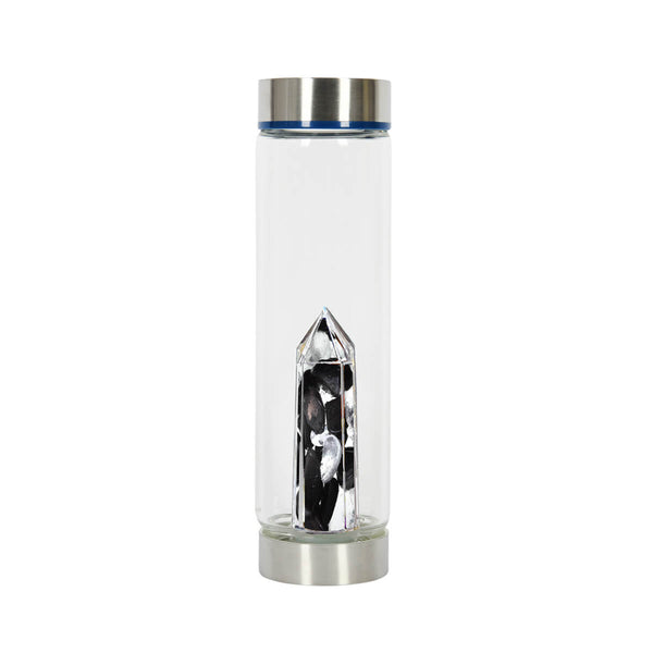 Bewater Power Protection Glass Bottle - Tourmaline,Obsidian and Rock Crystal