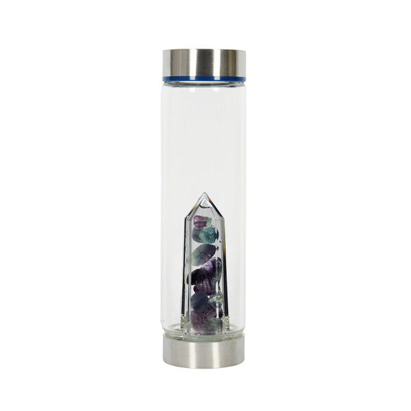Bewater Power Positive Glass Bottle - Fluorite and Clear Quartz