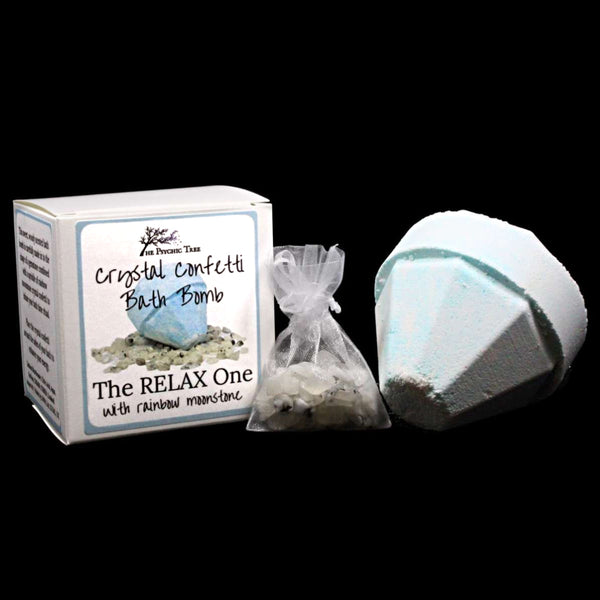 Crystal Confetti Bath Bomb - The Relax One with Rainbow Moonstone