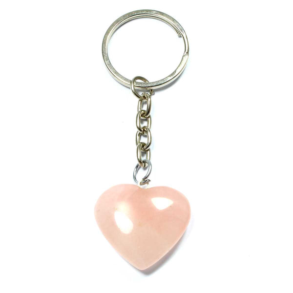 Rose Quartz Heart Keyring