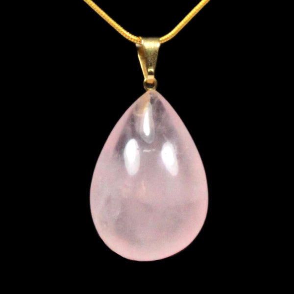 Rose Quartz Teardrop Pendant with Chain