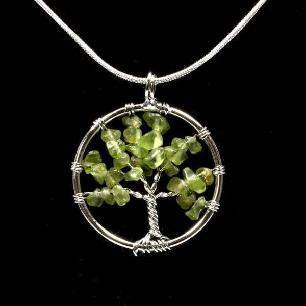 Peridot Tree Of Life Pendant With Chain