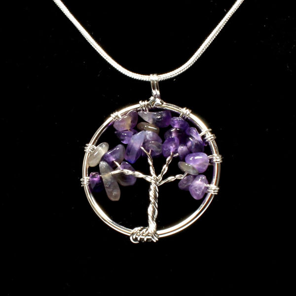 Amethyst Tree Of Life Pendant With Chain