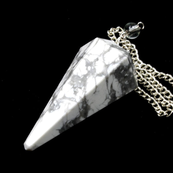 White Howlite Faceted Cone Pendulum