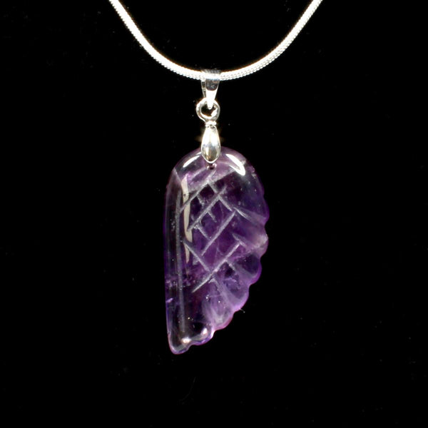 Amethyst Angel Wing Pendant With Chain