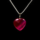 Pink Agate Heart Pendant with Chain