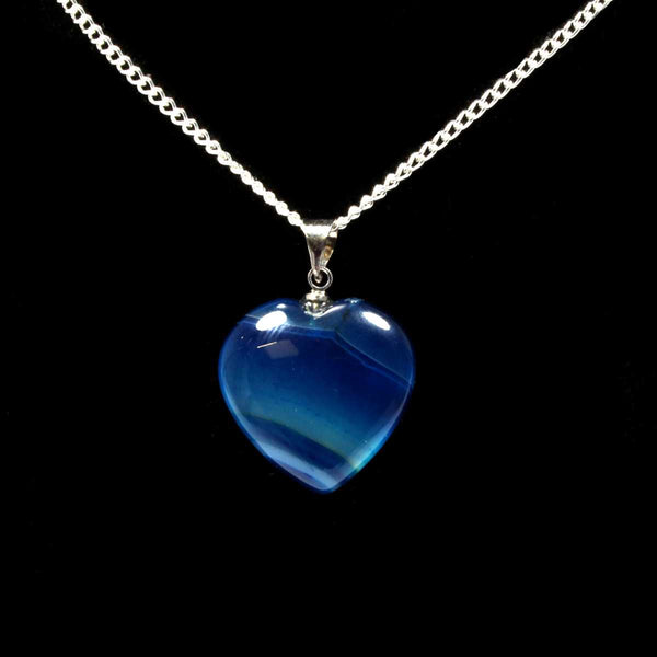 Blue Agate Heart Pendant with Chain