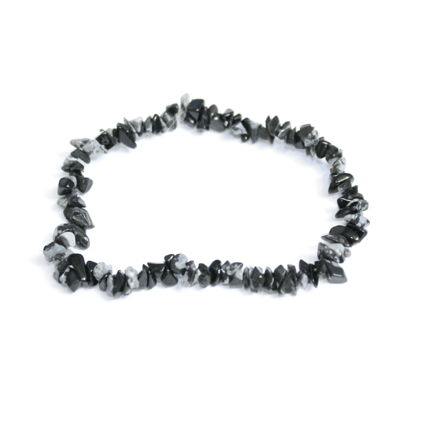 Snowflake Obsidian Stone Chip Bracelet